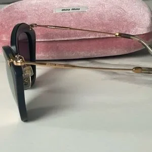 MIU MIU Smu 10n 1bo-2d2 Black Sand Gold Authentic Sunglasses, mirrored lenses Miu Miu | Accessories | Miu Miu Smu N 1bo2d2 Black Sand Gold  main image 4